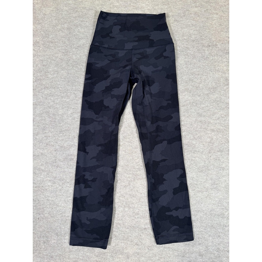 Lululemon Leggings Womens 0 Black Camo High Rise Cropped Yoga Athletic‎ Gym
